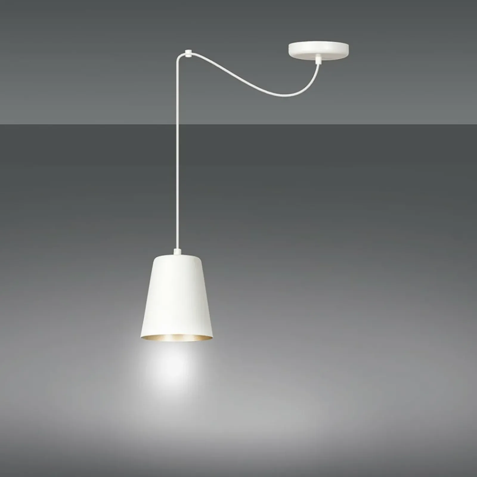 Sklep Kaja Biało-złota regulowana lampa wisząca z kloszem 456/1 | Kaja Cheap
