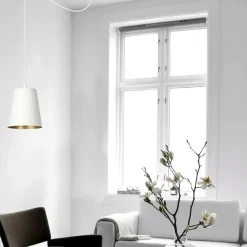 Sklep Kaja Biało-złota regulowana lampa wisząca z kloszem 456/1 | Kaja Cheap