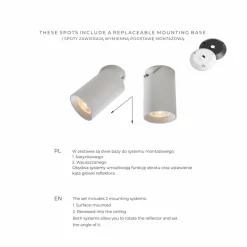 Sklep Kaja Biały reflektor pod- i natynkowy, prosta tuba TLS006-WH TORE | Kaja* Oprawy Podtynkowe
