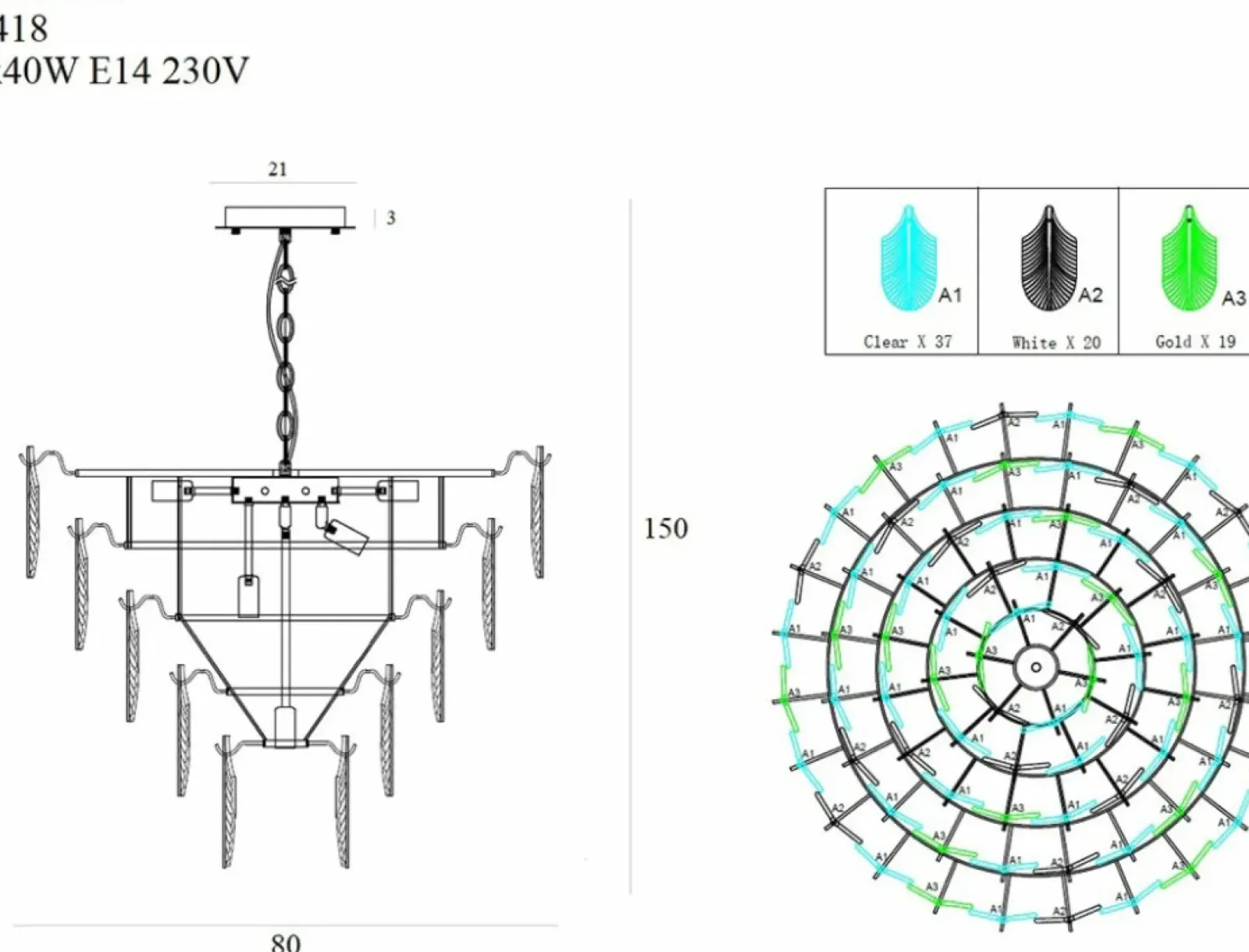 Sklep Kaja Boho, kryształowa lampa wisząca MX P0418 ARWENA | Kaja Oświetlenie Best Sale