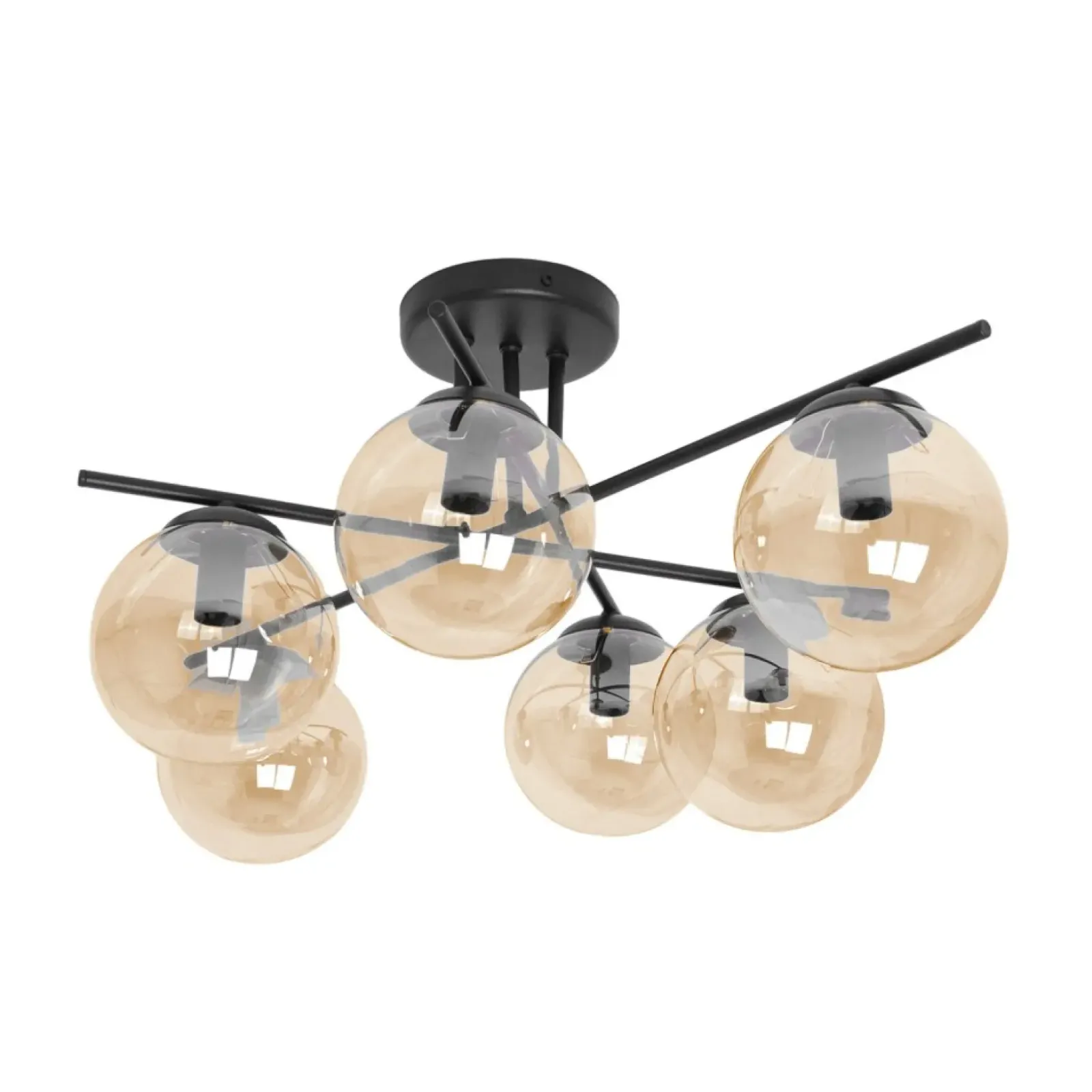 Sklep Kaja Bursztynowa lampa sufitowa z czarną konstrukcją K-5162 z serii DELTA Best