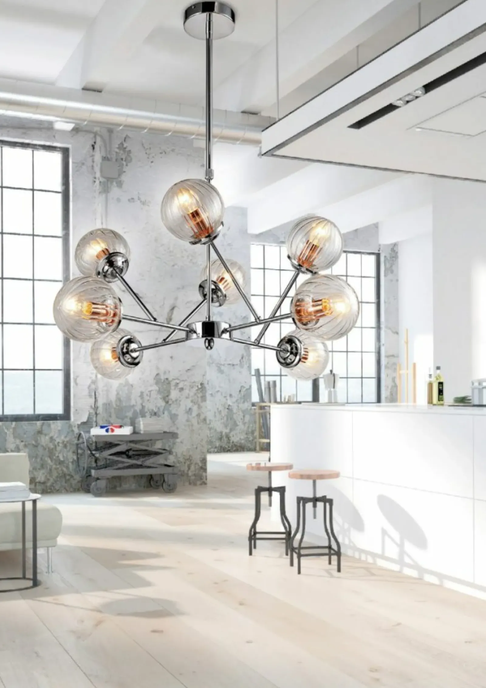 Sklep Kaja owana lampa sufitowa do salonu 38-67289 BEST | Kaja Oświetlenie chrom Store