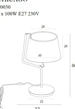 Sklep Kaja Chromowana lampka nocna z abażurem MX T0030 CHICAGO | Kaja Oświetlenie* Lampki Stołowe Z Abażurem|Tradycyjne Lampki Stołowe