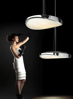 Sklep Kaja owana talerzowa lampa wisząca ⌀48cm AZ0986 CIRCULO E | Kaja chrom Clearance
