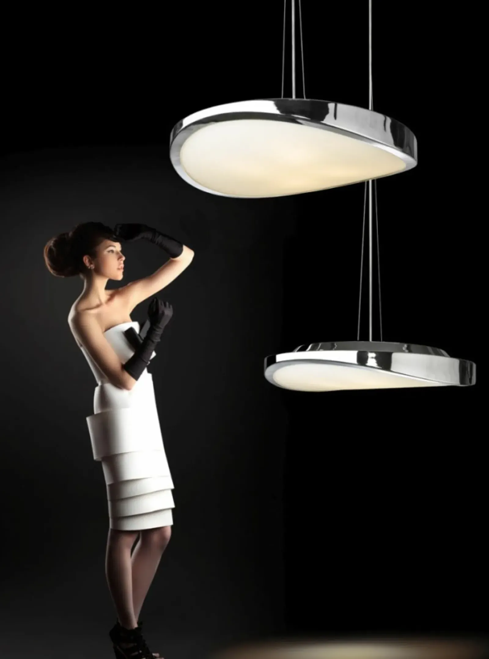 Sklep Kaja owana talerzowa lampa wisząca ⌀48cm AZ0986 CIRCULO E | Kaja chrom Clearance