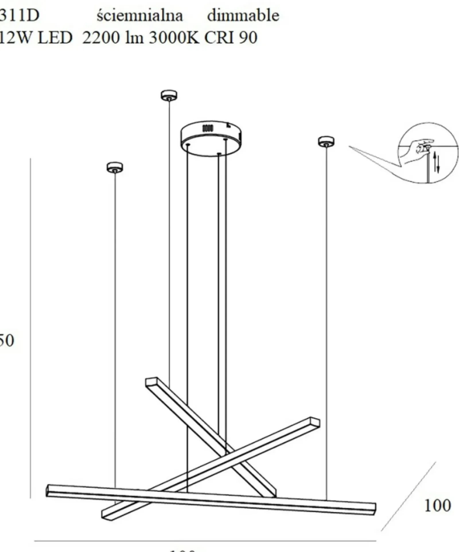 Sklep Kaja Ściemnialna, nowoczesna lampa wisząca MX P0311D TRIO | Kaja Cheap