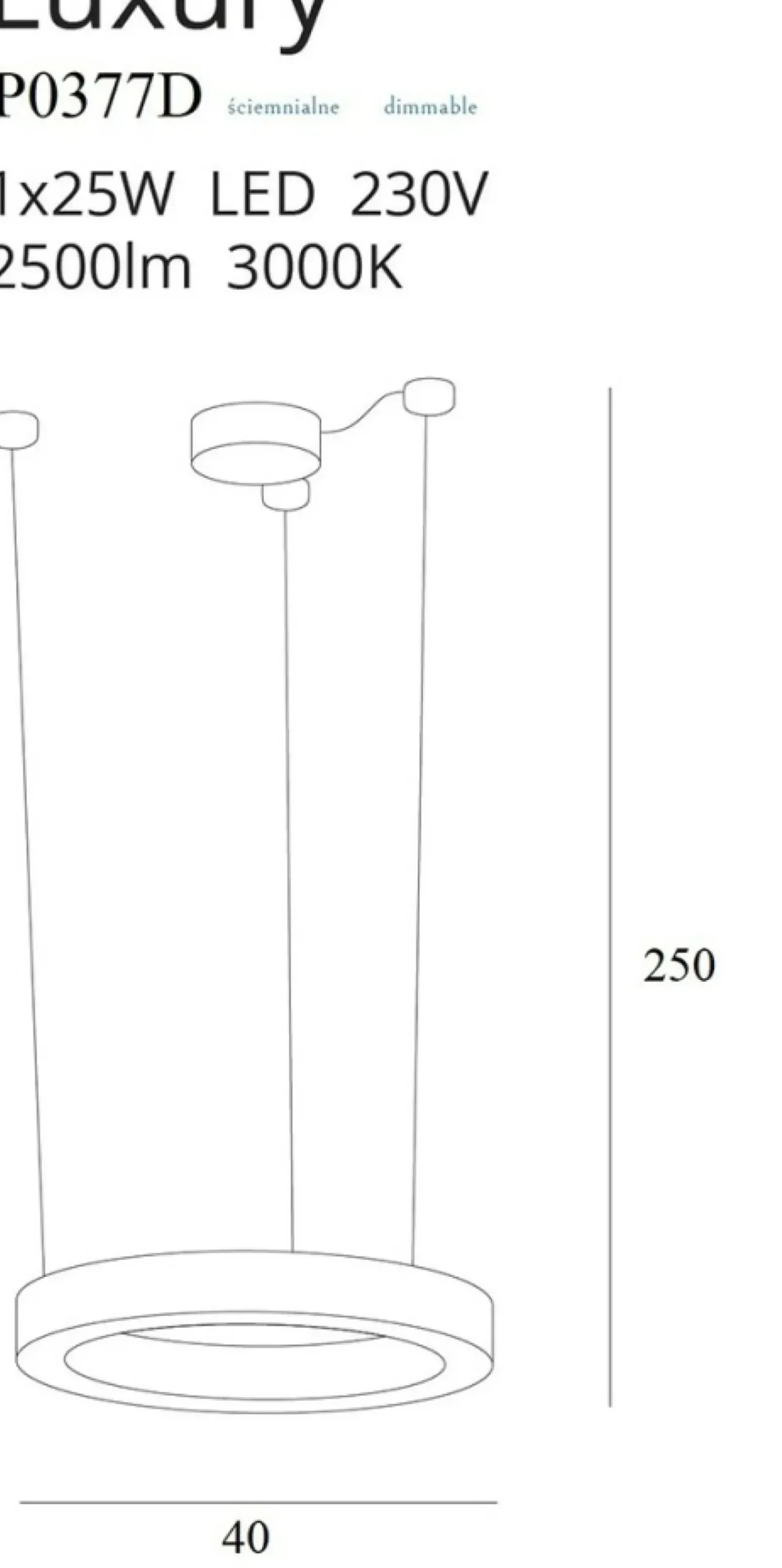 Sklep Kaja Ściemnialna, złota ledowa lampa wisząca MX P0377D LUXURY | Kaja Discount