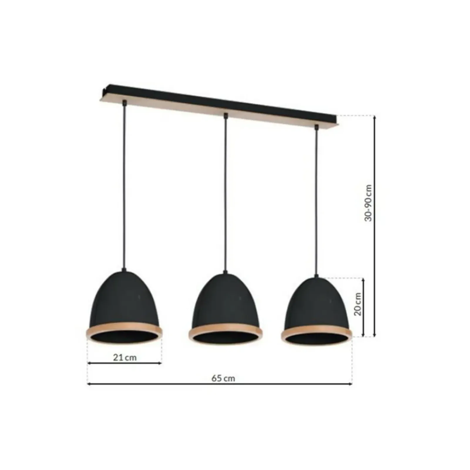 Sklep Kaja Czarna, elegancka lampa wisząca na trzy żarówki MLP8853 z serii STUDIO | Kaja Oś New