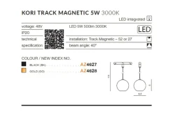 Sklep Kaja Czarna kula LED do szyny 1-fazowej magnetycznej AZ4627 z serii KO* Szynoprzewody Podtynkowe|Szynoprzewody Natynkowe