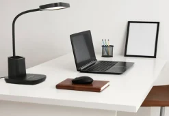 Sklep Kaja Czarna lampa biurkowa LED z pojemnikiem K-BL1301 z serii TOLA* Lampki Biurkowe|Lampy Led