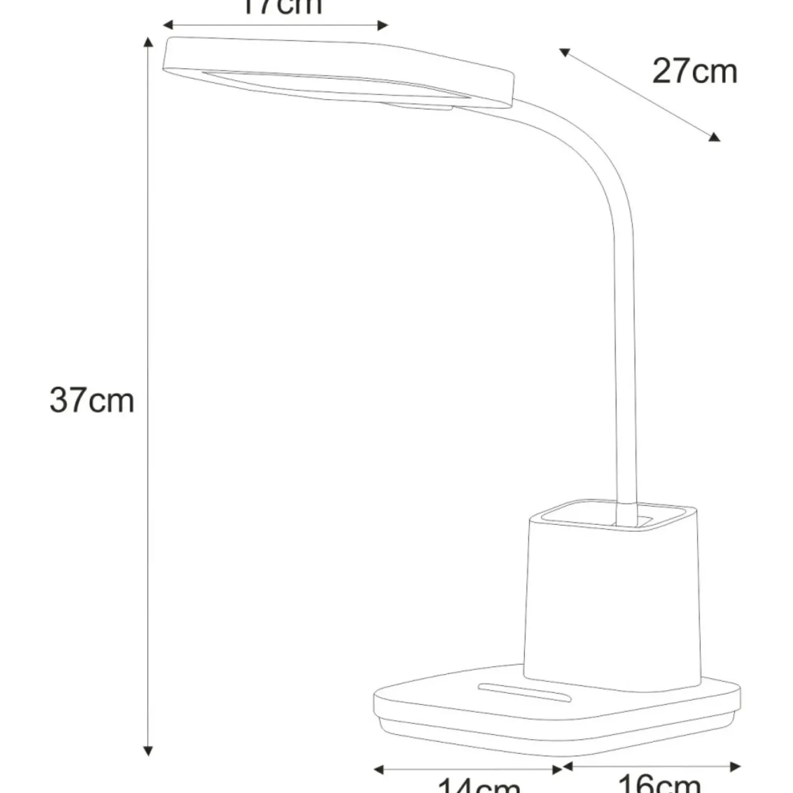 Sklep Kaja Czarna lampa biurkowa LED z pojemnikiem K-BL1301 z serii TOLA* Lampki Biurkowe|Lampy Led