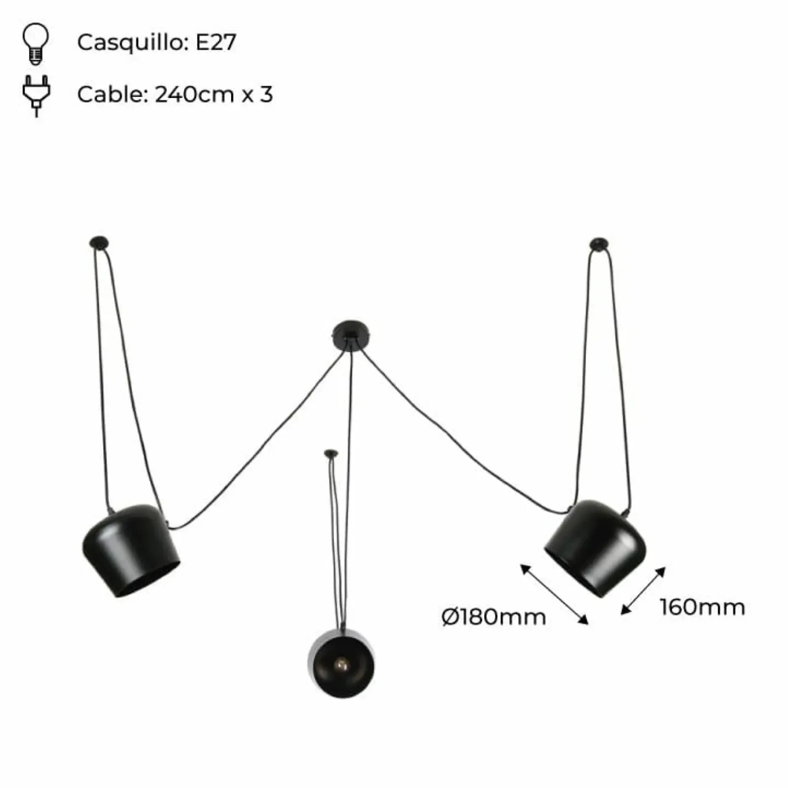Sklep Kaja Czarna lampa do podwieszania ABR-SHIL-E27 SPIDER | Kaja Oświetlenie czarny Hot