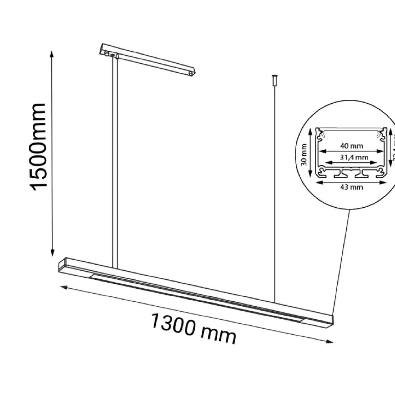 Sklep Kaja Czarna lampa nad stół w salonie 130cm 3000K ANT 1954 HAKODA | Kaja Sale