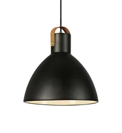 Sklep Kaja Czarna lampa sufitowa z brązowym paskiem 106552 | Kaja Oświetlenie Fashion