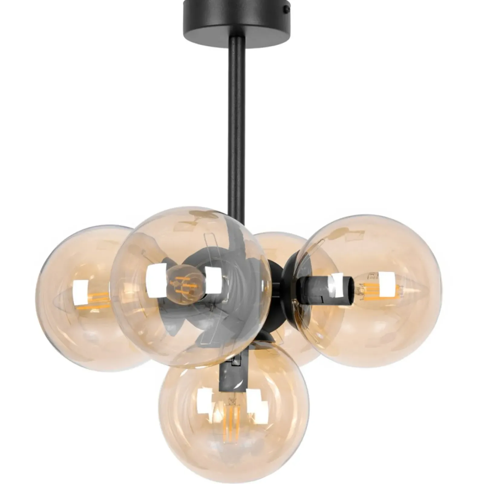 Sklep Kaja Czarna lampa sufitowa z bursztynowym kloszem K-5367 z serii PIRO Sale