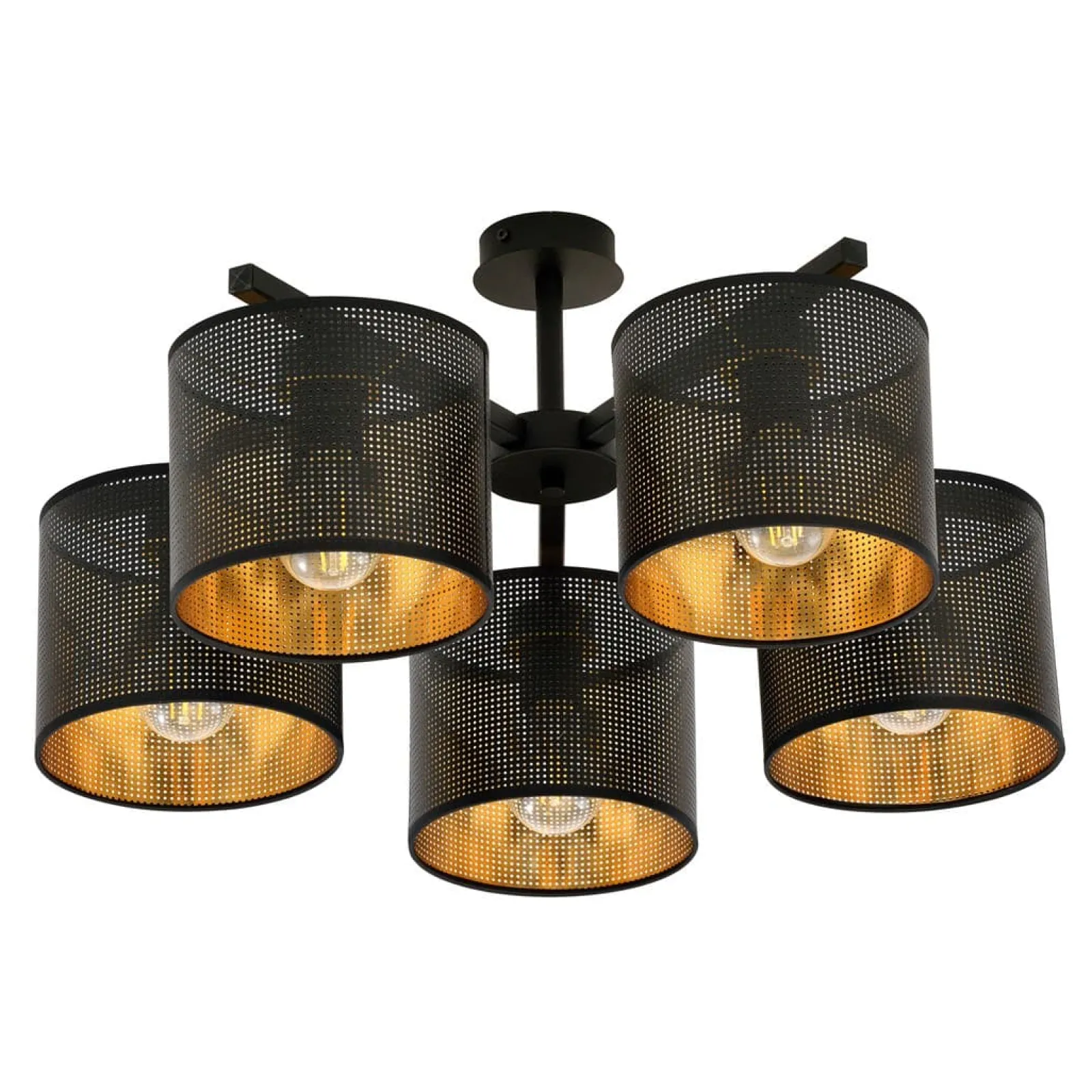Sklep Kaja Czarna lampa sufitowa z dwukolorowymi abażurami 1144/5 JORDAN | Kaja* Żyrandole Z Abażurem