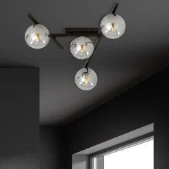 Sklep Kaja Czarna lampa sufitowa z kloszami, do sypialni 1104/4 SMART | Kaja* Plafony Nowoczesne