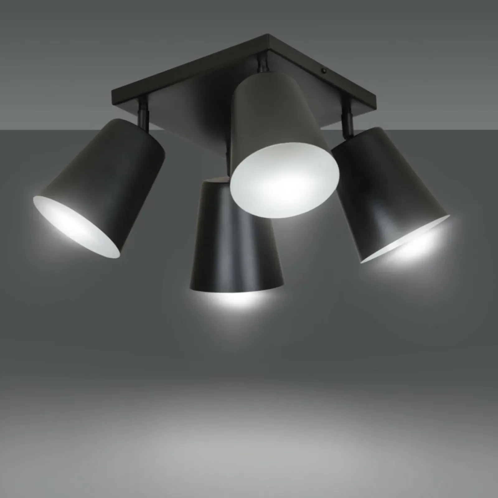 Sklep Kaja Czarna lampa sufitowa z kwadratową podsufitką 385/4 | Kaja Oświetlenie Best Sale
