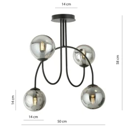 Sklep Kaja Czarna lampa sufitowa z lustrzanymi kloszami 1287/4A z serii ARCHI Sale