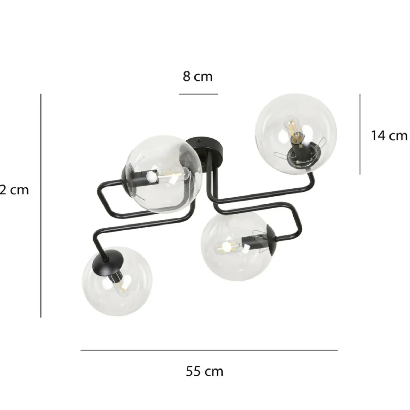 Sklep Kaja Czarna lampa sufitowa z transparentnymi kloszami 831/4 | Kaja Fashion