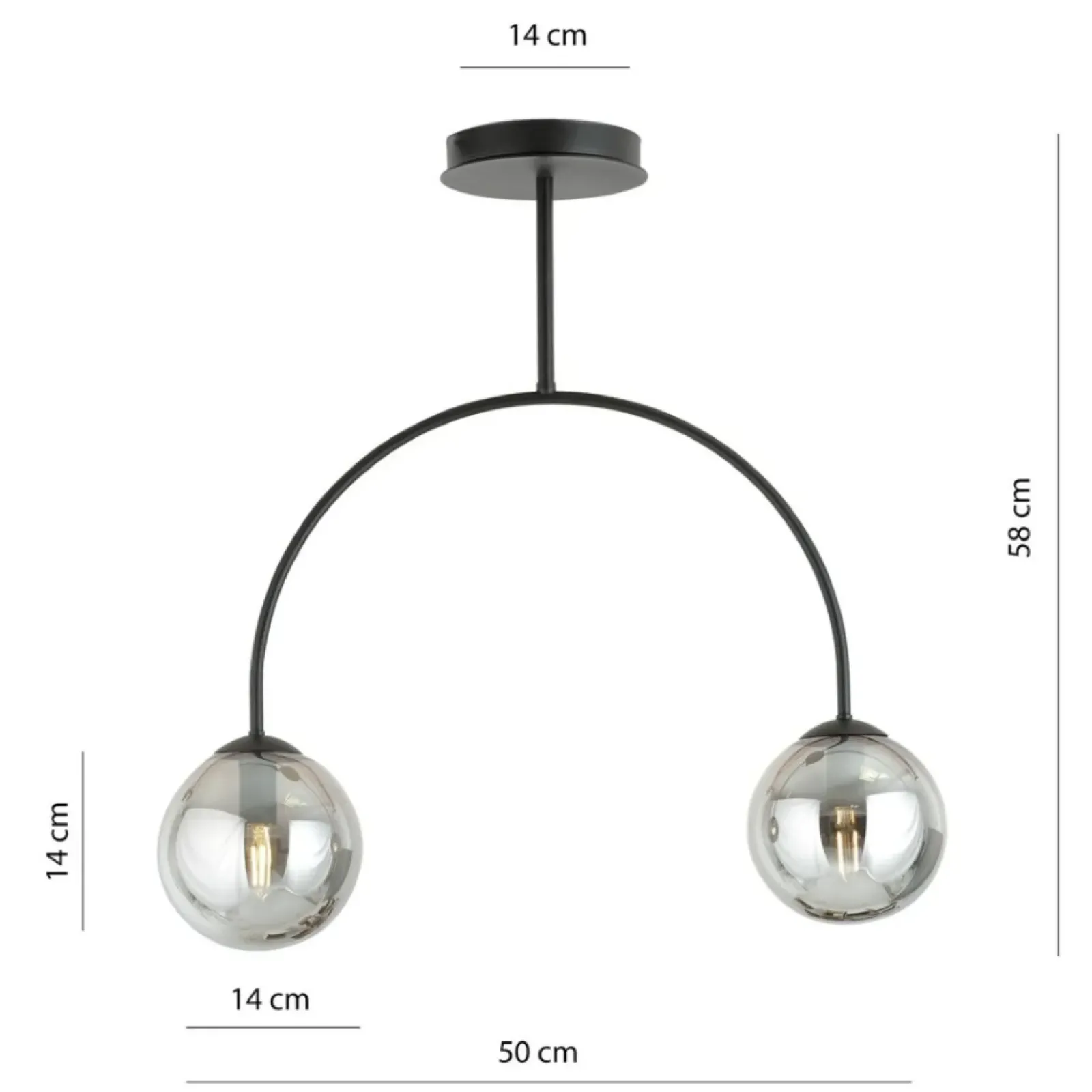 Sklep Kaja Czarna lampa sufitowa z wygiętym w łuk stelażem 1287/2 z serii ARCHI New