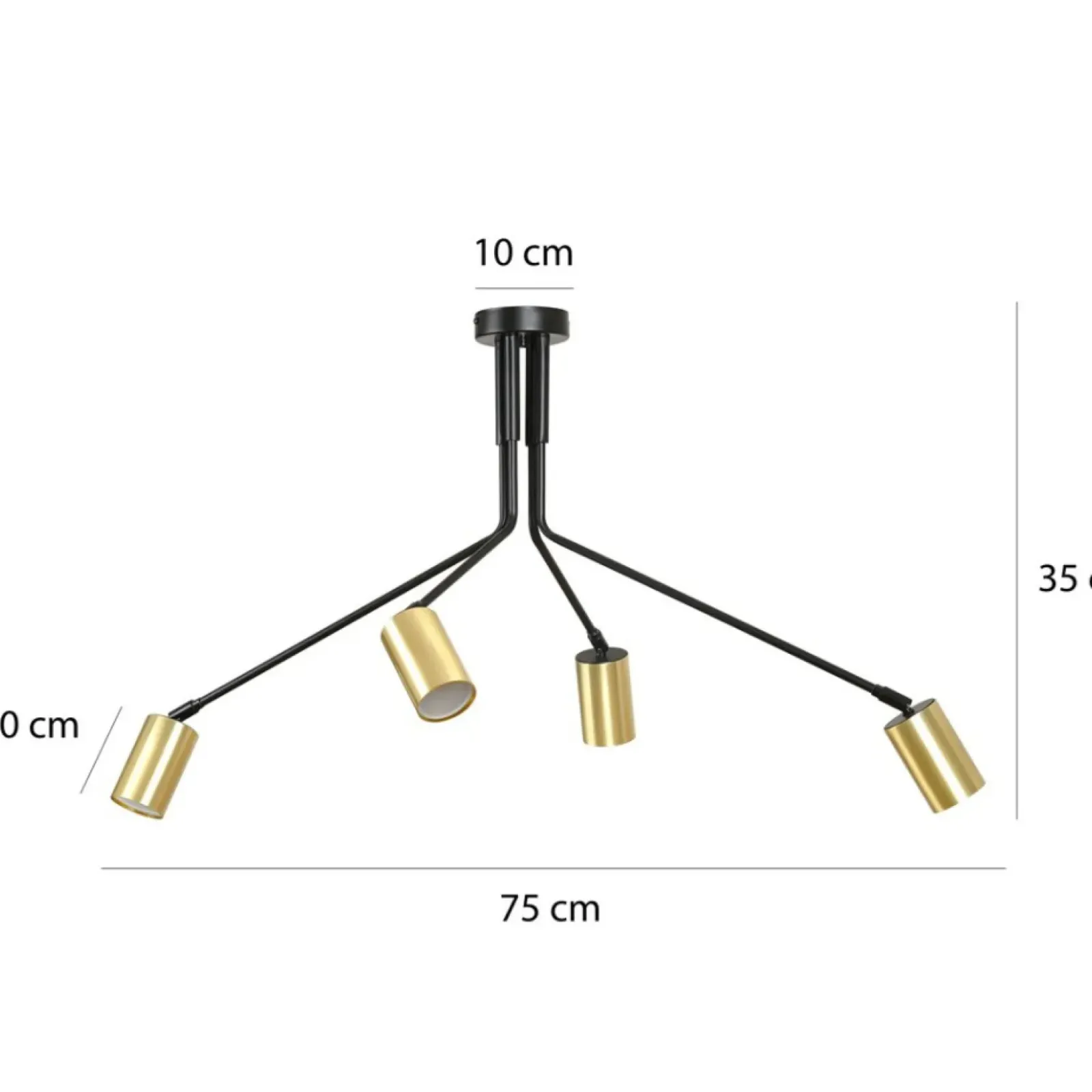 Sklep Kaja Czarna lampa sufitowa zakończona złotymi tubami 655/4 | Kaja Hot