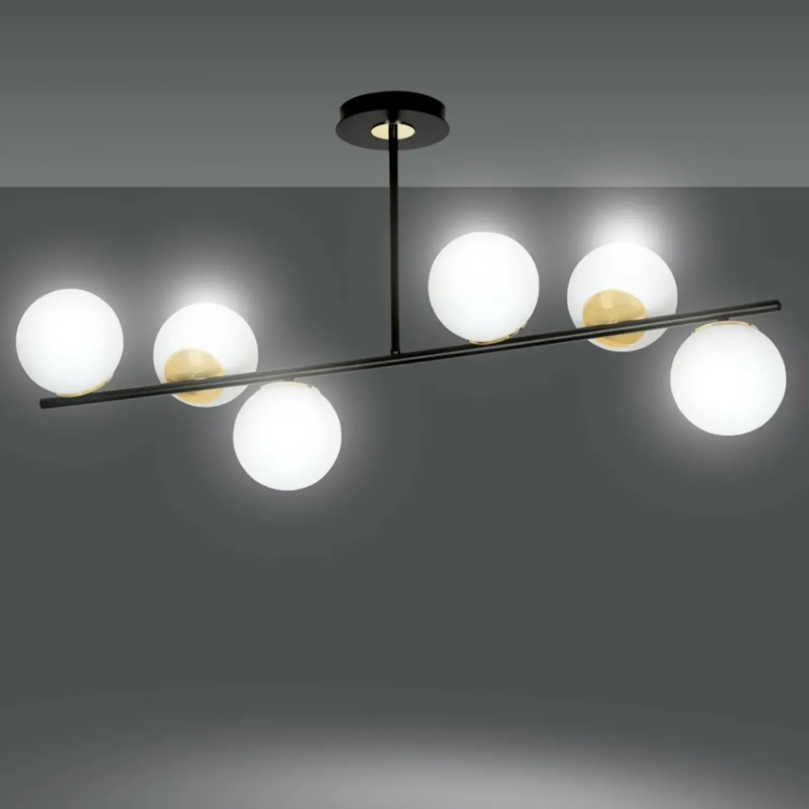 Sklep Kaja Czarna lampa sufitowa ze złotymi elementami 1022/6 FLOKI | Kaja Sale