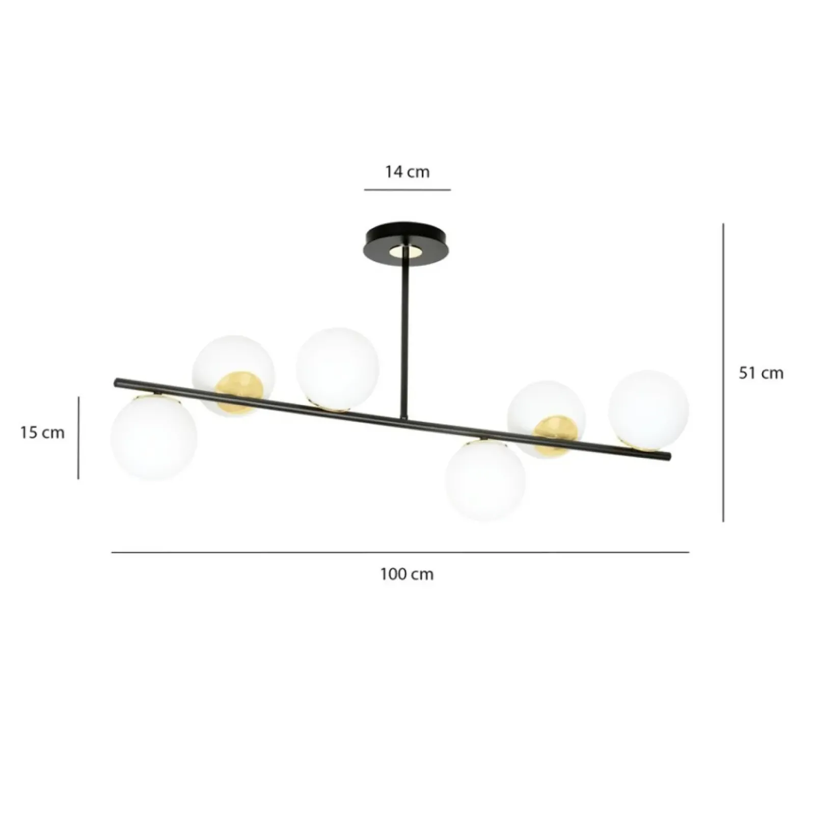 Sklep Kaja Czarna lampa sufitowa ze złotymi elementami 1022/6 FLOKI | Kaja Sale