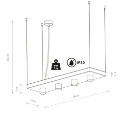 Sklep Kaja Czarna lampa wisząca – listwa z czterema spotami 9381 | Kaja czarny Shop