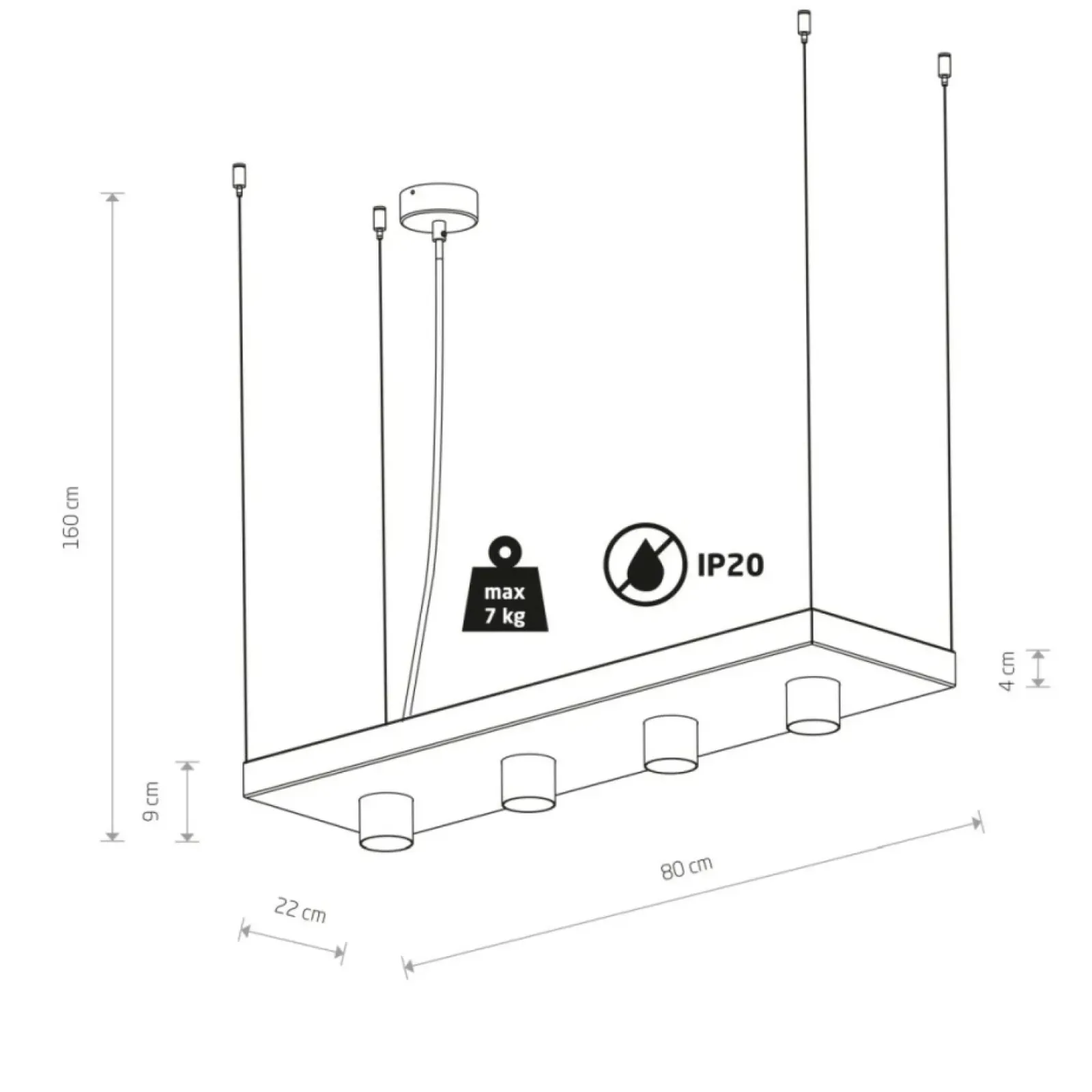 Sklep Kaja Czarna lampa wisząca – listwa z czterema spotami 9381 | Kaja czarny Shop