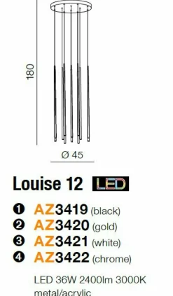 Sklep Kaja Czarna lampa wisząca LED 3000K wąski tuby AZ3419 LOUISE | Kaja czarny Cheap