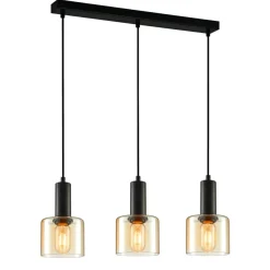 Sklep Kaja Czarna lampa wisząca listwa PND-65342-3-BK+AMB SANTIA | Kaja Fashion