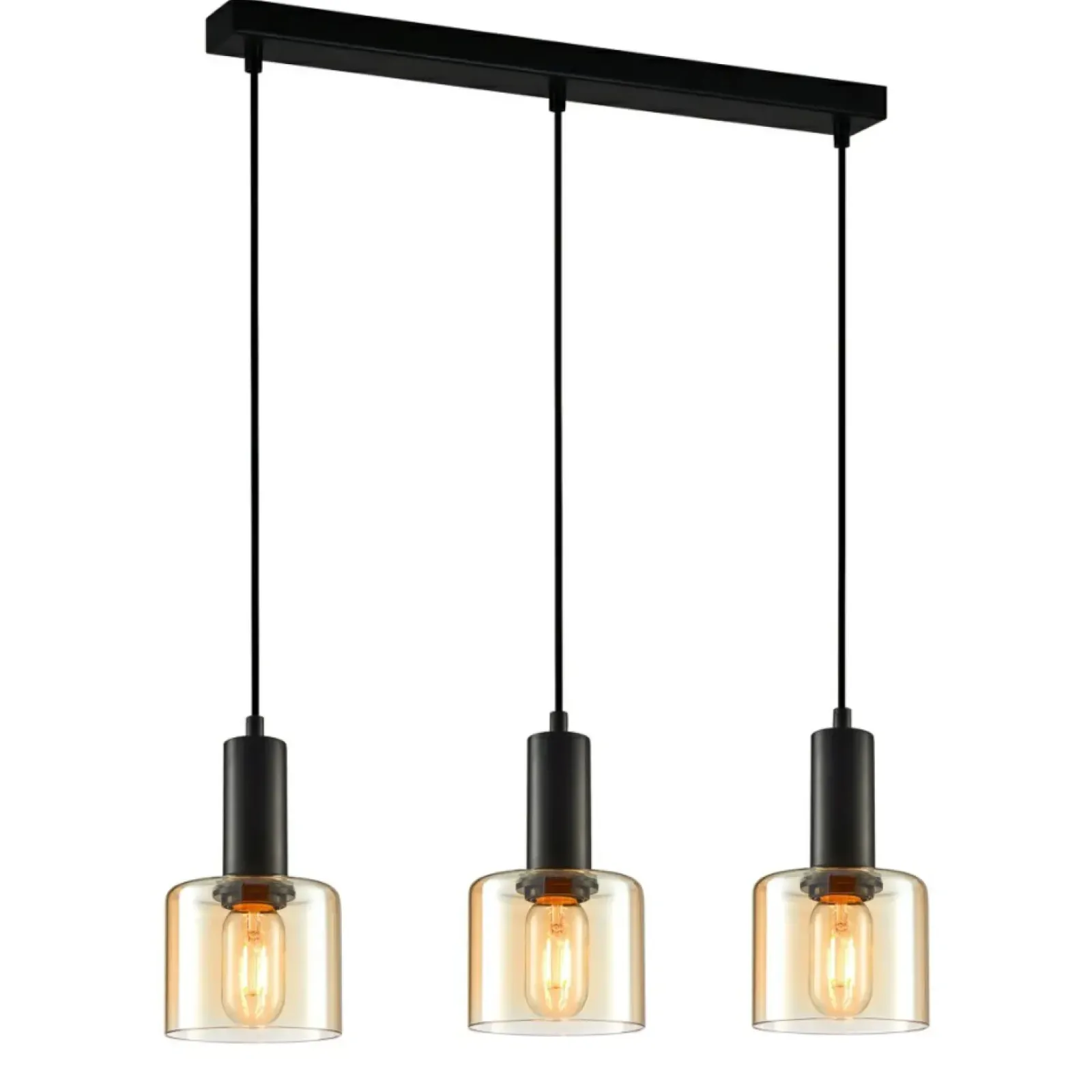 Sklep Kaja Czarna lampa wisząca listwa PND-65342-3-BK+AMB SANTIA | Kaja Fashion