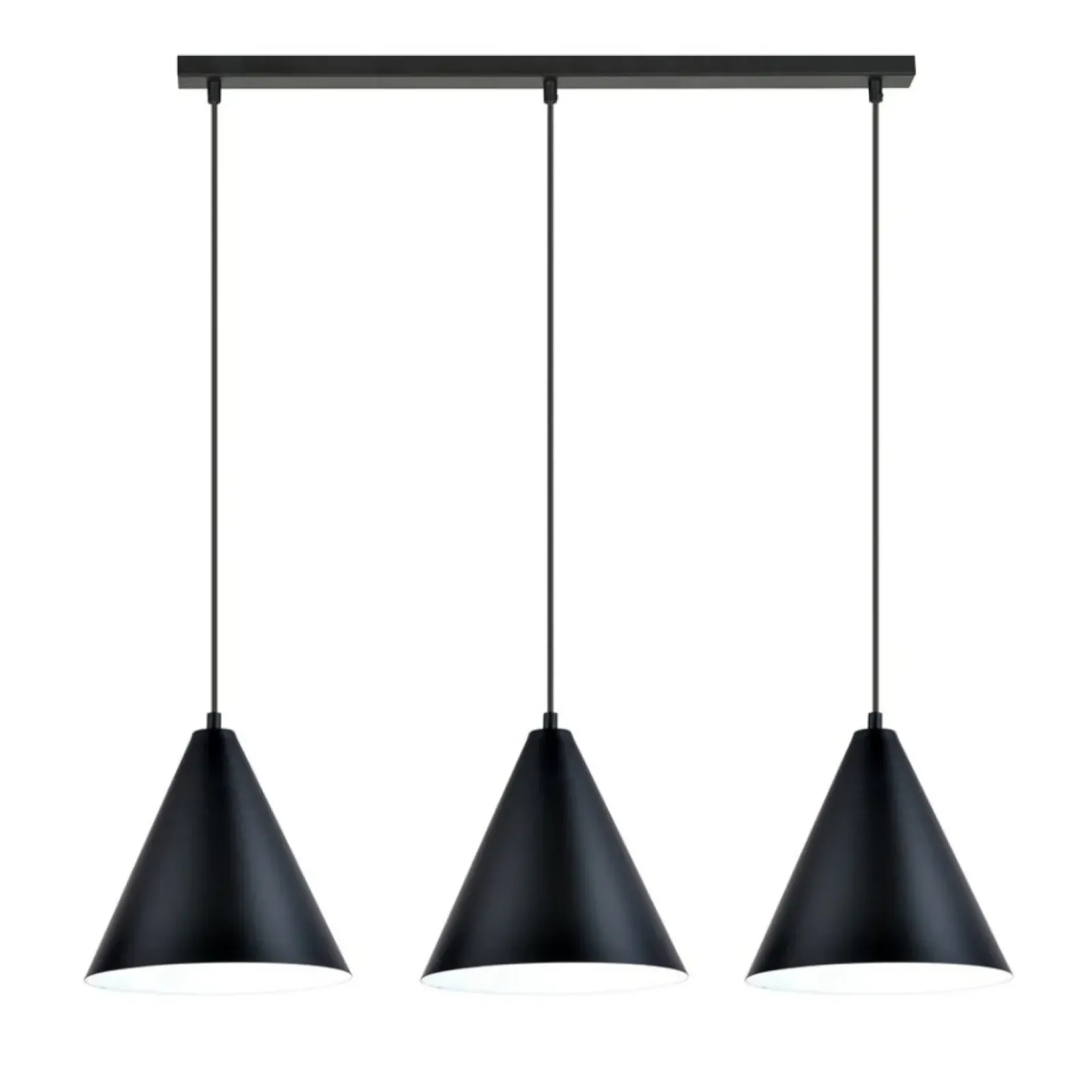 Sklep Kaja Czarna lampa wisząca na listwie, trzy klosze 1270/3 z serii REBEL Sale