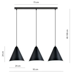 Sklep Kaja Czarna lampa wisząca na listwie, trzy klosze 1270/3 z serii REBEL Sale
