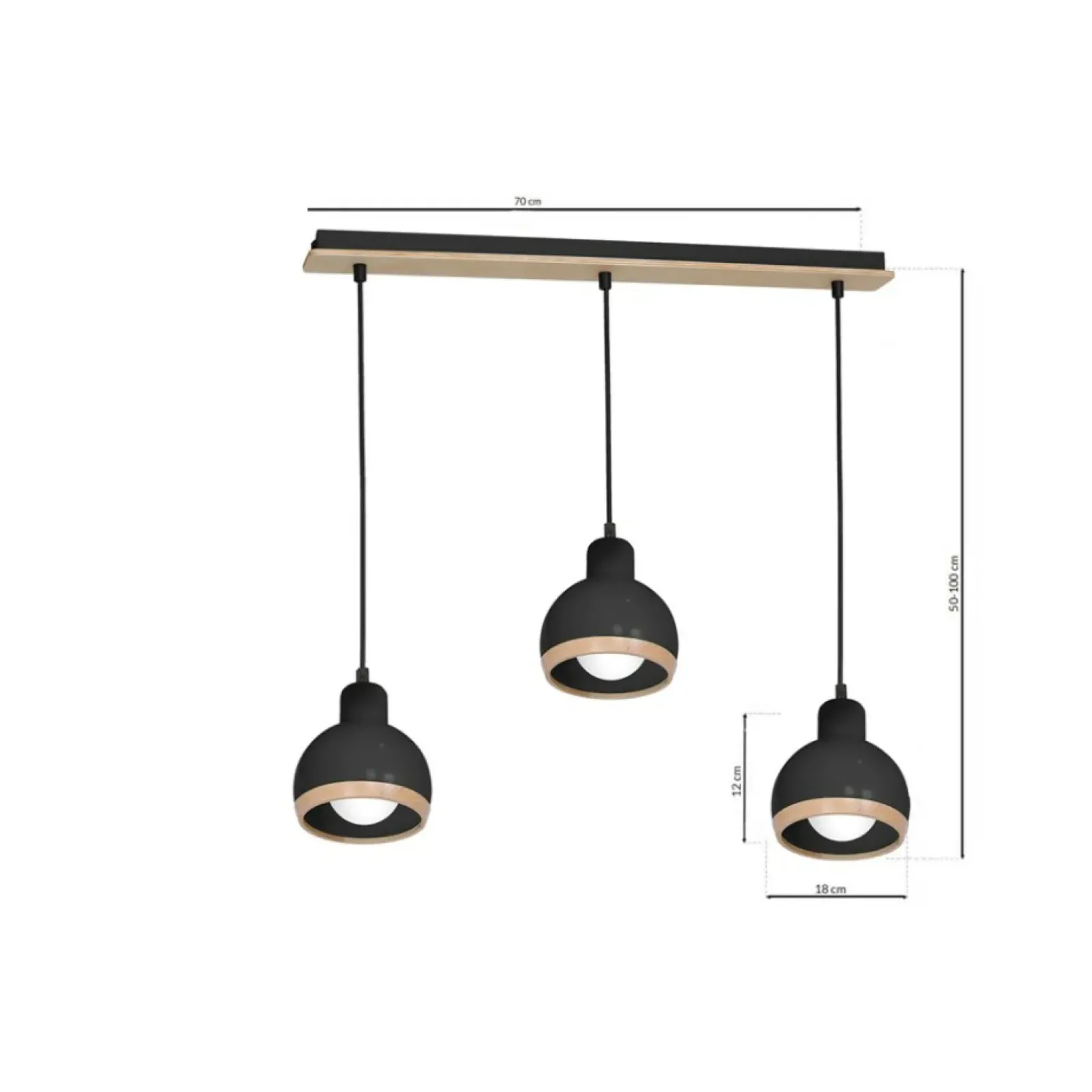 Sklep Kaja Czarna lampa wisząca na listwie, nad stół MLP7046 z serii OVAL | Kaja Oświetleni czarny Outlet