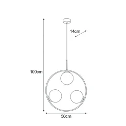 Sklep Kaja Czarna lampa wisząca, pionowy okrąg z kloszami K-5103 z serii PARVA Best