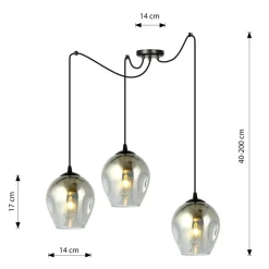 Sklep Kaja Czarna lampa wisząca typu pająk, ciemne klosze 757/3 LEVEL | Kaja Outlet