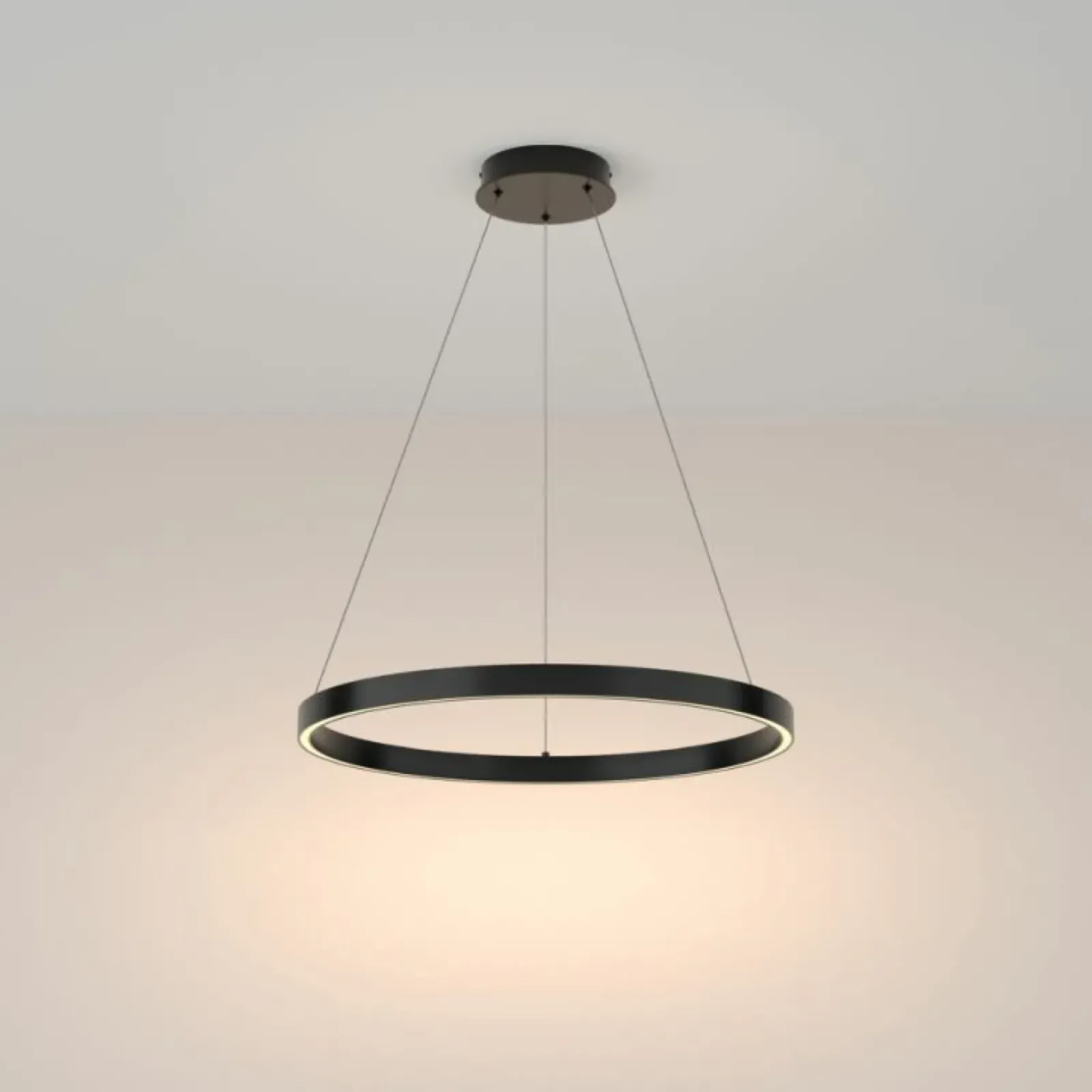 Sklep Kaja Czarna lampa wisząca, świecący ring MOD058PL-L32B3K z serii RIM | Kaja Fashion