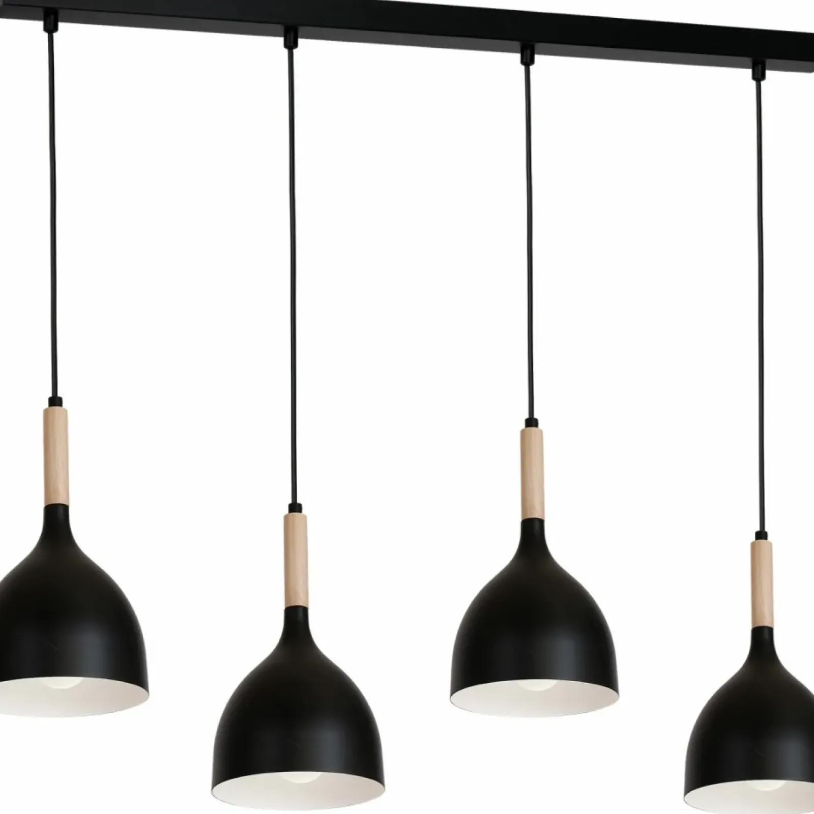 Sklep Kaja Czarna lampa wisząca z 4 punktami świetlnymi LX 1876 z serii NOAK WOOD Discount