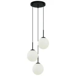 Sklep Kaja Czarna lampa wisząca z białymi kloszami PND-5578-3S-BK DEORE | Kaja Sale