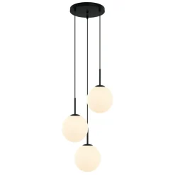 Sklep Kaja Czarna lampa wisząca z białymi kloszami PND-5578-3S-BK DEORE | Kaja Sale