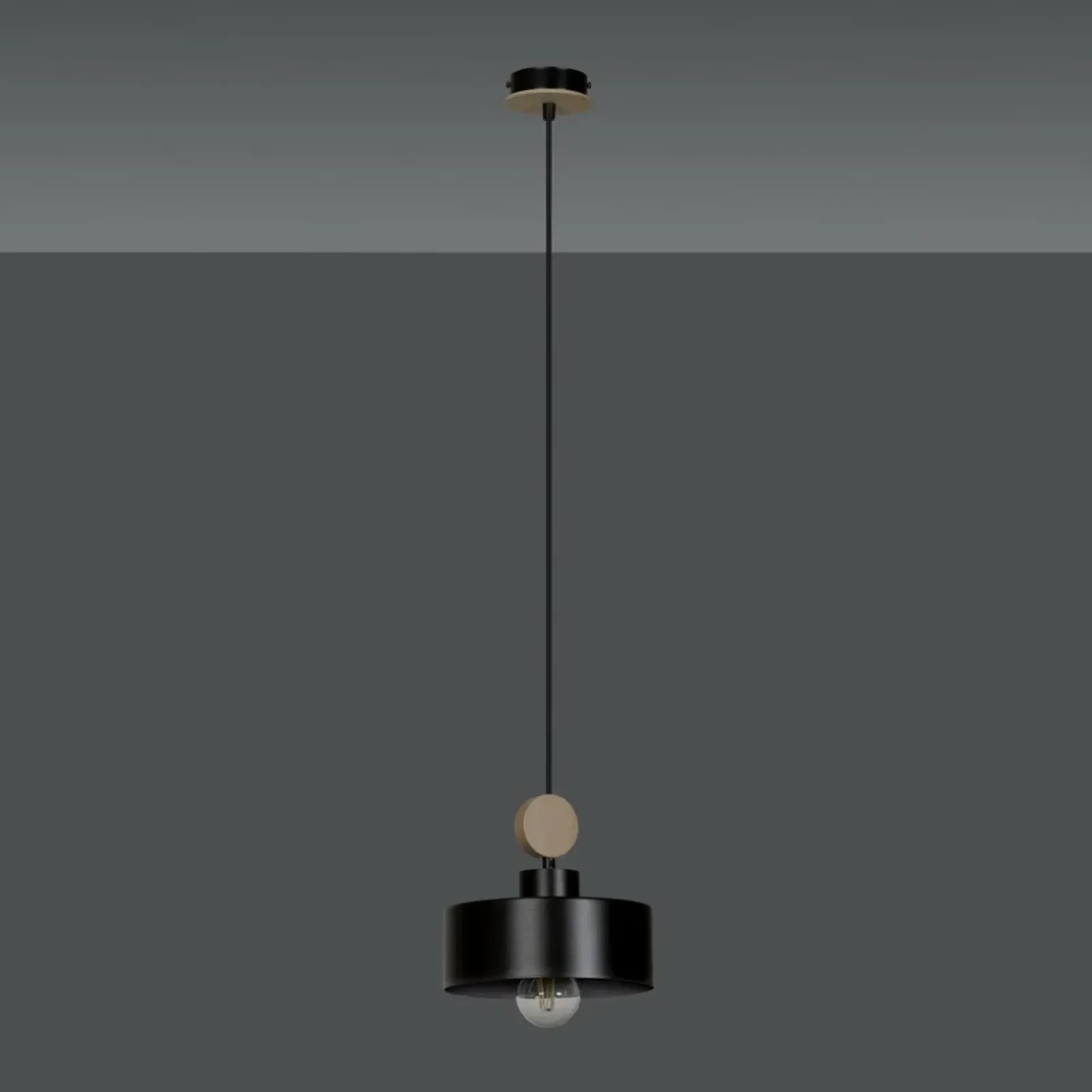 Sklep Kaja Czarna lampa wisząca z drewnianym elementem 582/1 | Kaja Oświetlenie czarny Clearance
