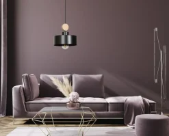 Sklep Kaja Czarna lampa wisząca z drewnianym elementem 582/1 | Kaja Oświetlenie czarny Clearance