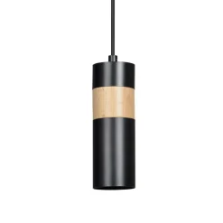 Sklep Kaja Czarna lampa wisząca z drewnianym elementem 732/1 z serii AKA Discount