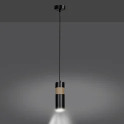 Sklep Kaja Czarna lampa wisząca z drewnianym elementem 732/1 z serii AKA Discount