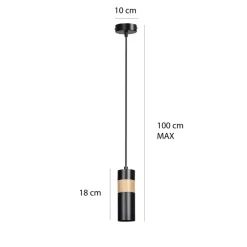 Sklep Kaja Czarna lampa wisząca z drewnianym elementem 732/1 z serii AKA Discount