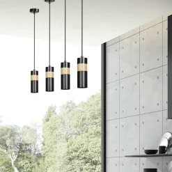 Sklep Kaja Czarna lampa wisząca z drewnianym elementem 732/1 z serii AKA Discount