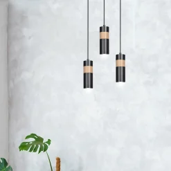 Sklep Kaja Czarna lampa wisząca z drewnianym elementem 732/1 z serii AKA Discount
