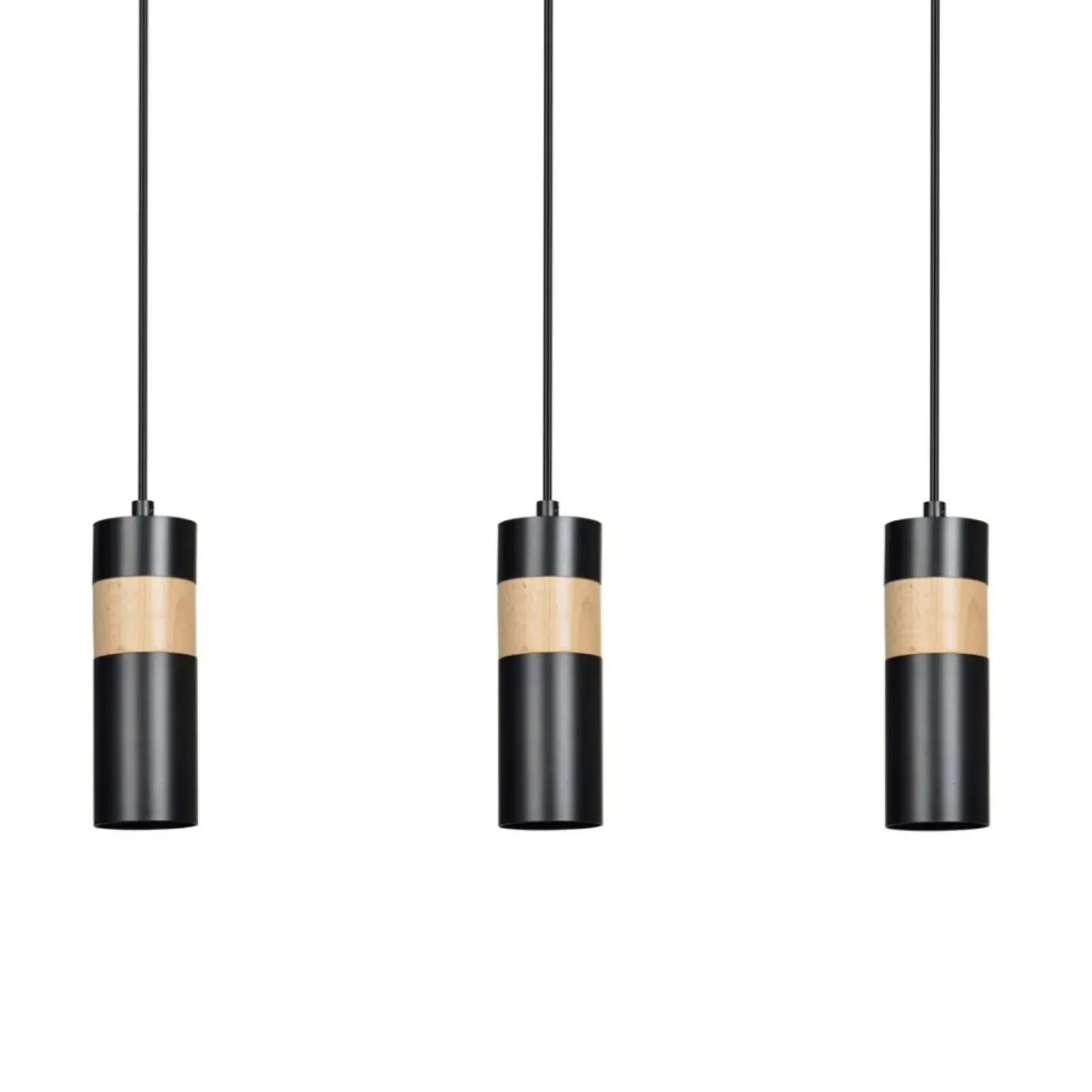 Sklep Kaja Czarna lampa wisząca z drewnianym zdobieniem 732/3 z serii AKA Store